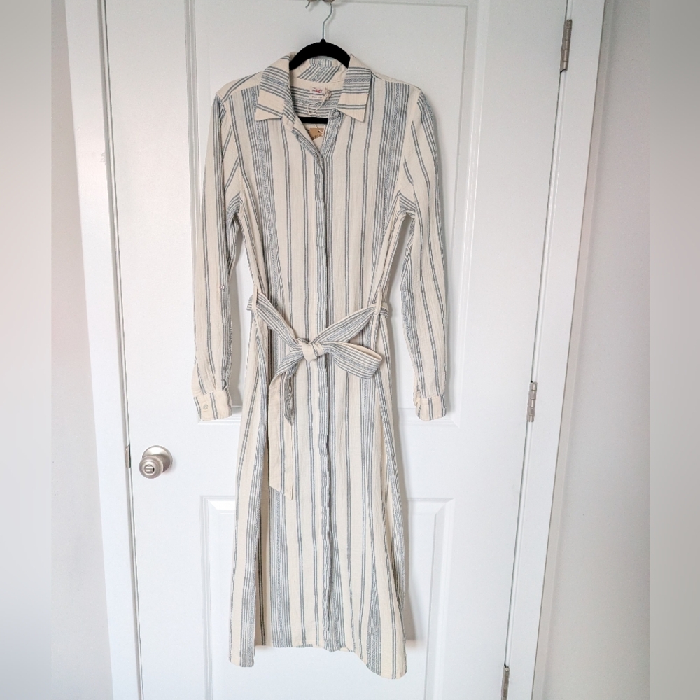NWT Faherty Dream Cotton Iris Dress in Tidal Wave Dobby - Picture 2 of 10